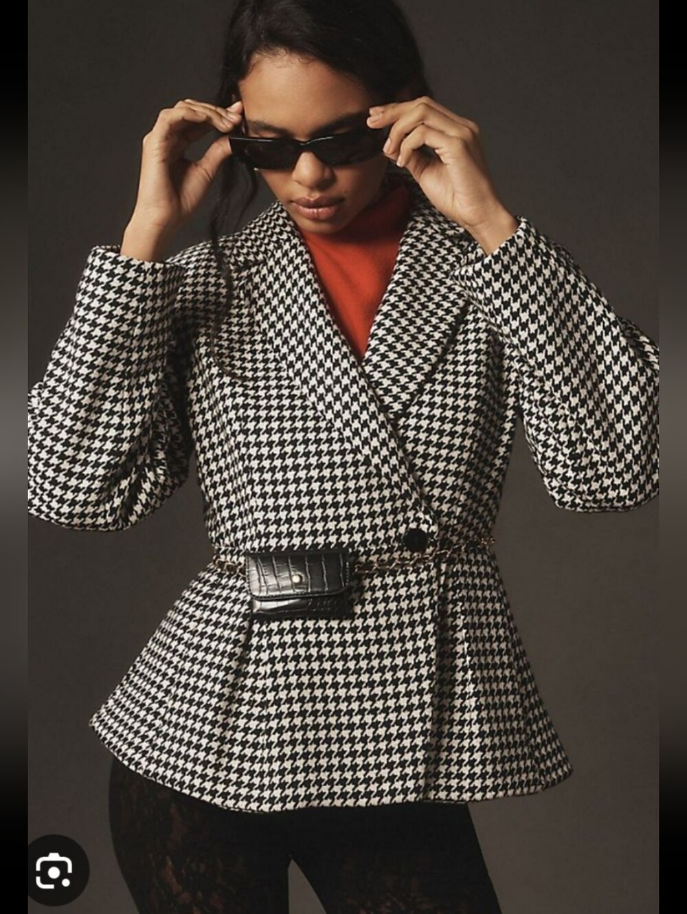 MEAVE ANTHROPOLOGIE Sculpted houndstooth Sculpted lined jacket. M RETAIL$168